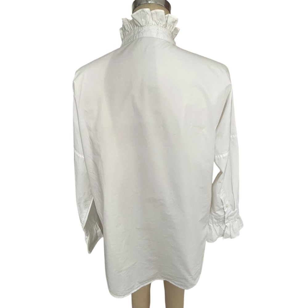 Alex Mill Easy Ruffle Shirt Womens S White Cotton Poplin Button Down Oversized - Picture 6 of 9